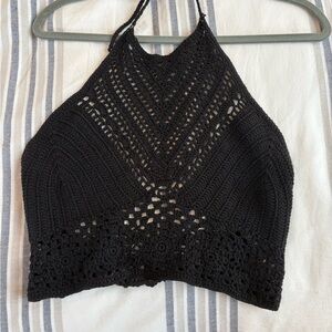 Forever 21 Black Cropped Cut Out Tank Top